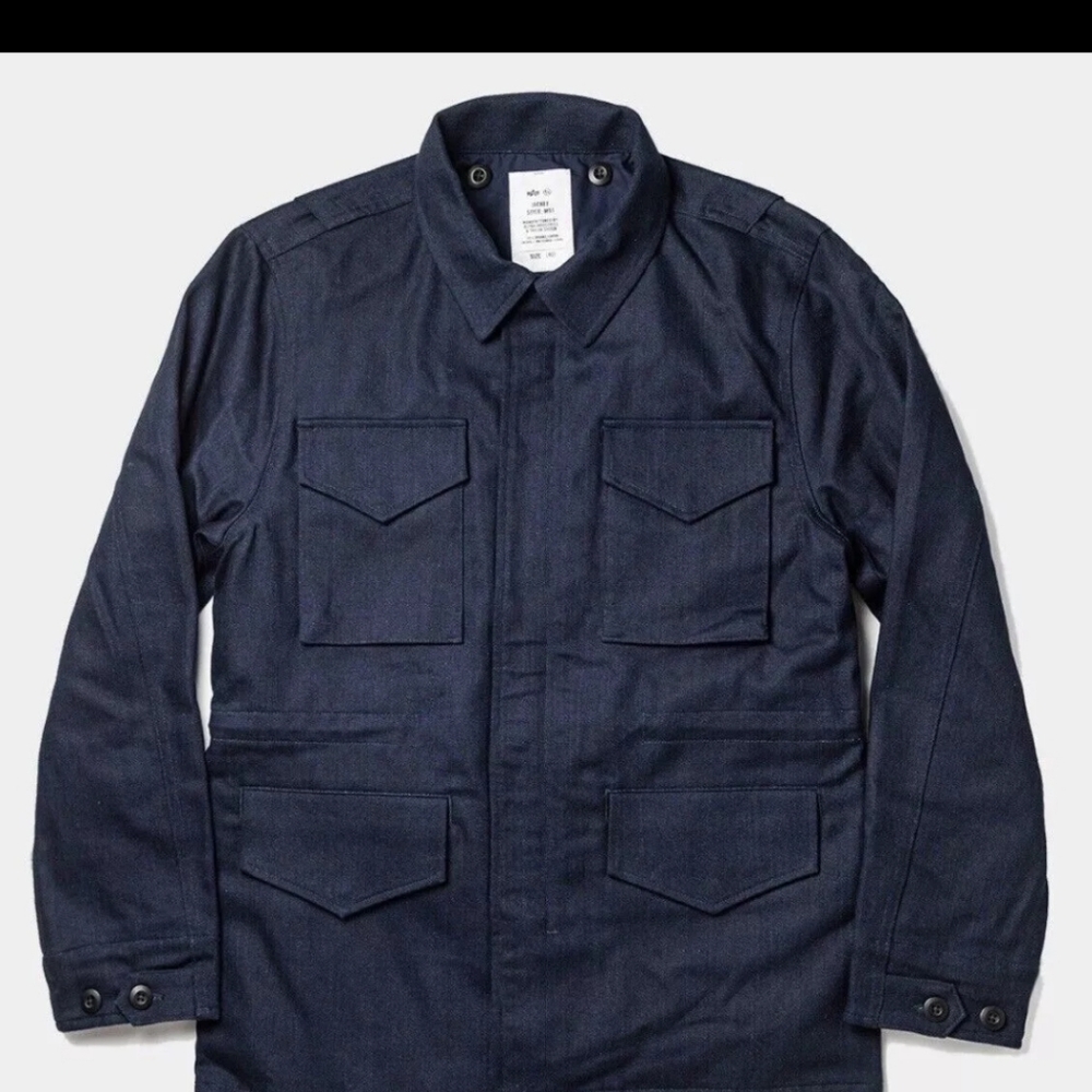 Taylor Stitch x Alpha Industries M-51 Jacket Indigo Reverse Sateen Blue Sz M(40)